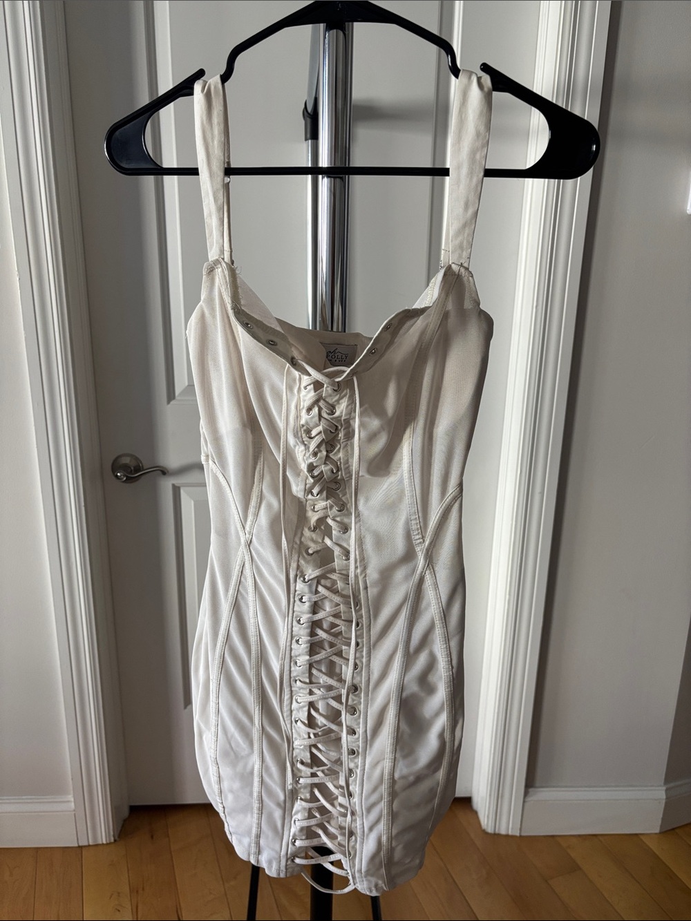 Oh Polly Cream Lace-Up Corset Mini Dress